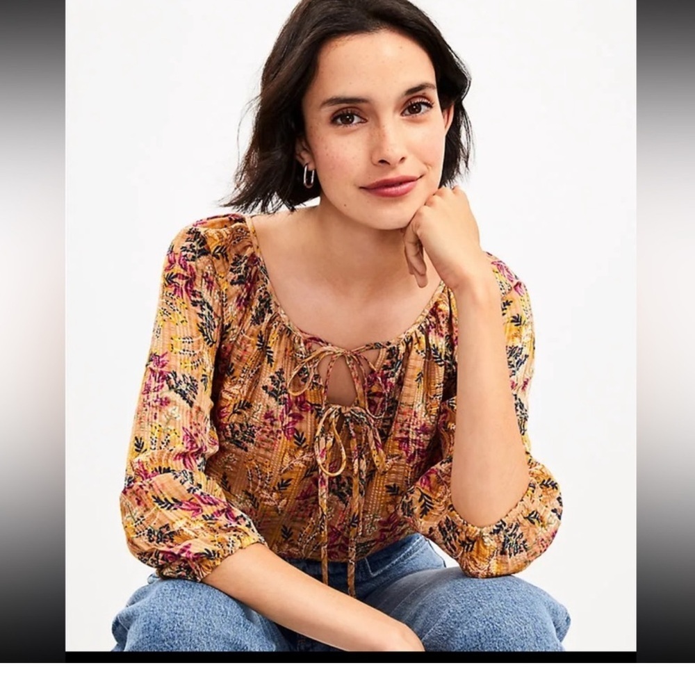 ANN TAYLOR LOFT Top Peasant Blouse, lined, Women’s size small - Picture 2 of 11